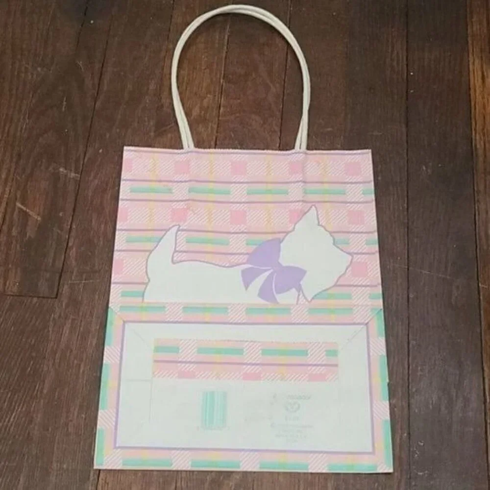 Vintage 80s Pastel Kawaii Scotty Dog Gift Bag